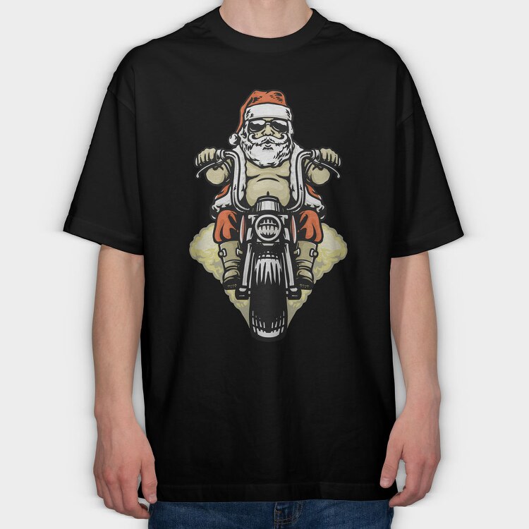 Santa Biker, Tricou Oversize Barbati (Unisex)