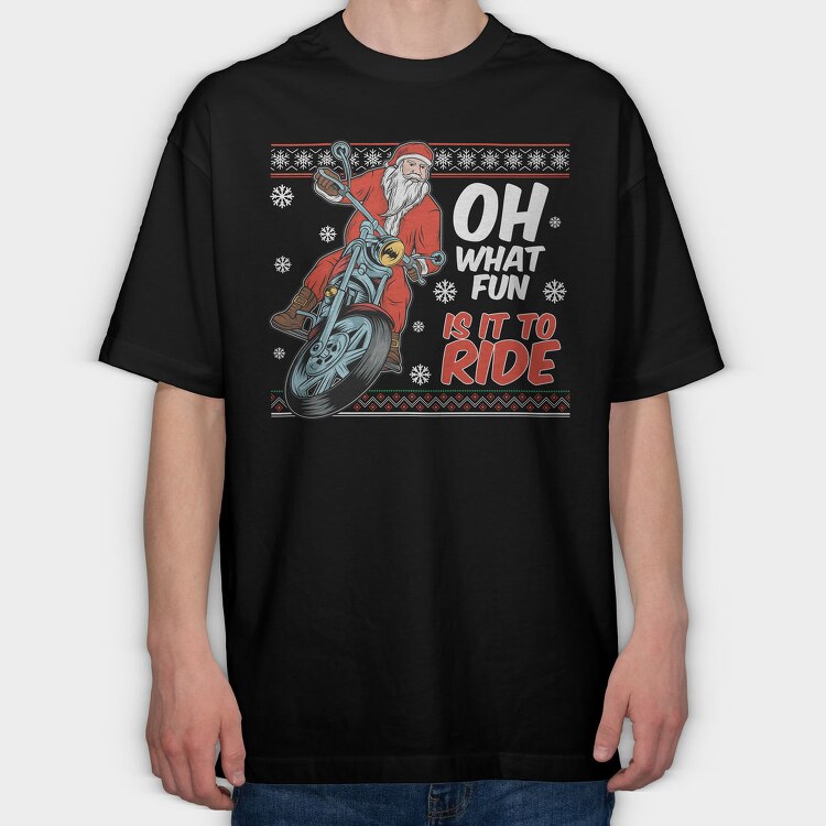 Santa Biker Ride, Tricou Oversize Barbati (Unisex)