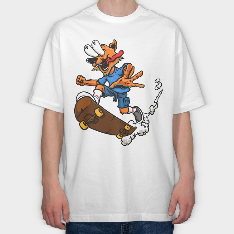 Skateboarding Fox, Tricou Oversize Barbati (Unisex)