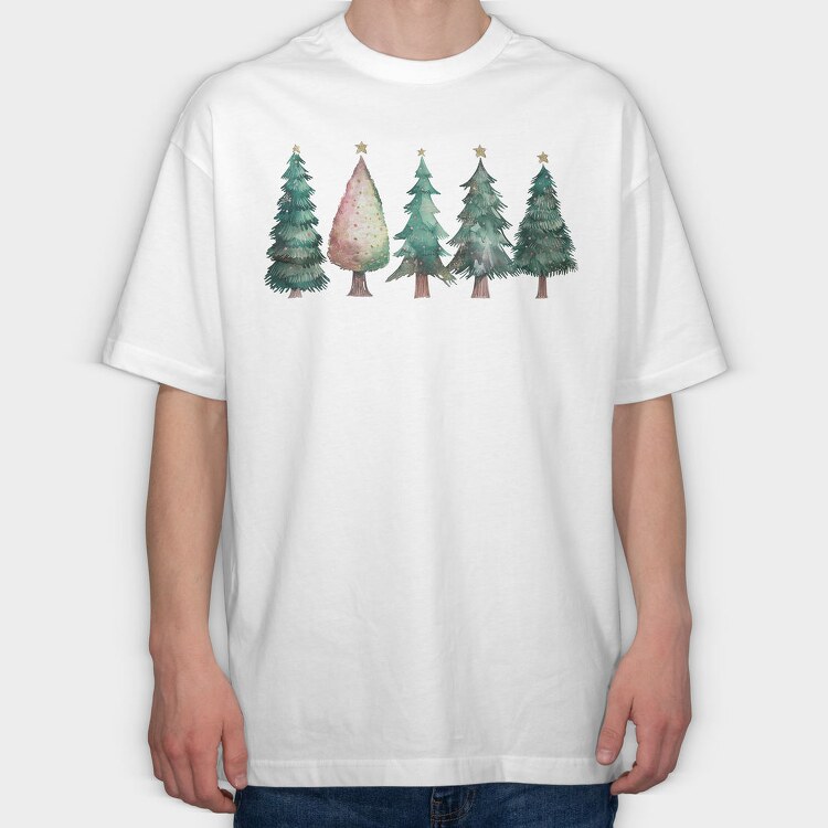 Christmas Trees Sublimation, Tricou Oversize Barbati (Unisex)