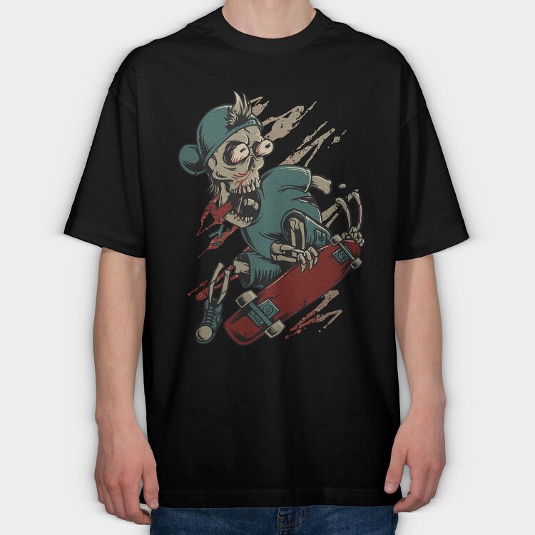 Skate Zombie, Tricou Oversize Barbati (Unisex)