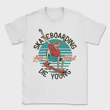 Skateboarding Skeleton, Tricou Barbati (Unisex)