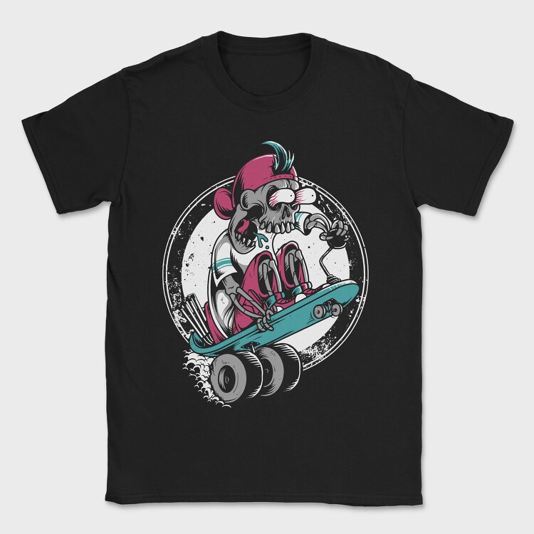 Skateboarding Skull, Tricou Barbati (Unisex)