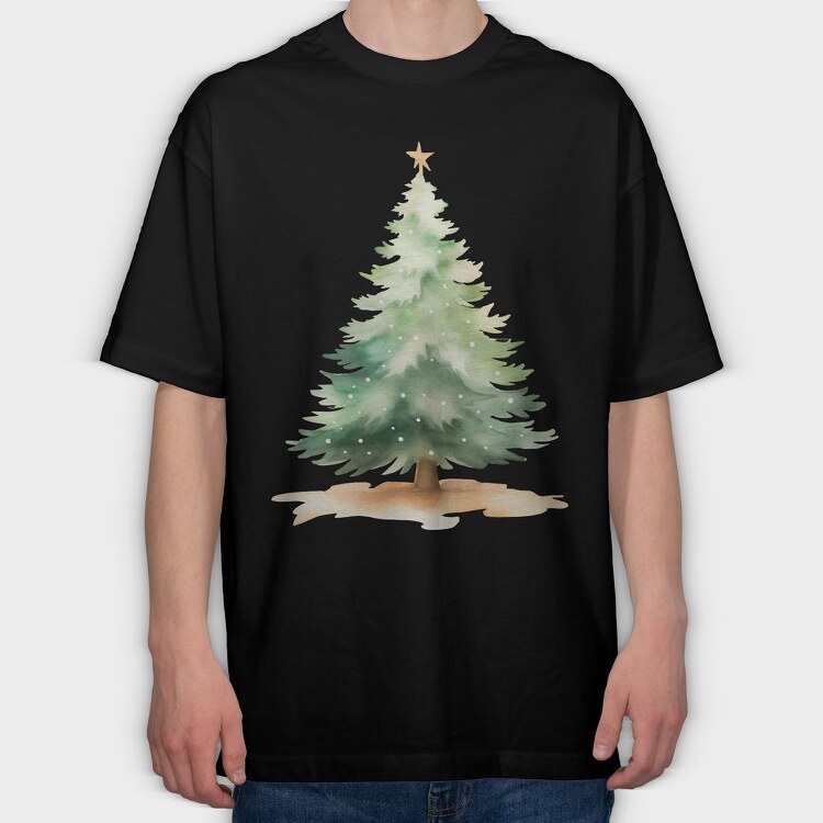 Christmas Tree Snowfall, Tricou Oversize Barbati (Unisex)