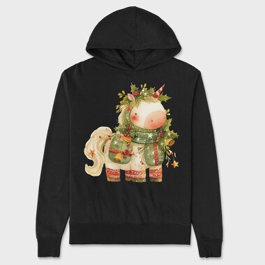 Christmas Unicorn Holly, Hanorac Oversize Barbati (Unisex)