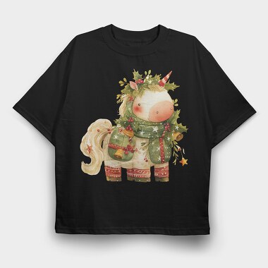 Christmas Unicorn Holly, Tricou Oversize Barbati (Unisex)