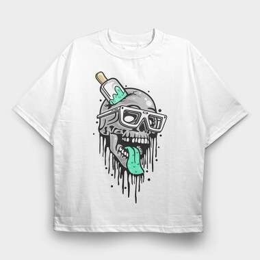 Skull Glasses Pickle, Tricou Oversize Barbati (Unisex)