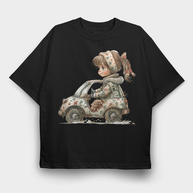Christmas Vintage Driver, Tricou Oversize Barbati (Unisex)