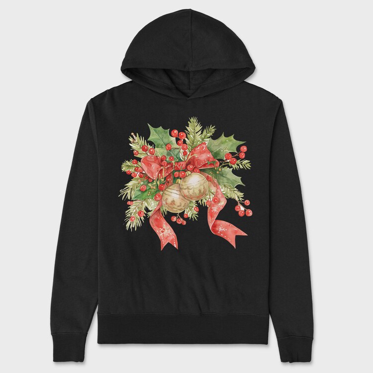 Christmas Watercolor Bow, Hanorac Oversize Barbati (Unisex)