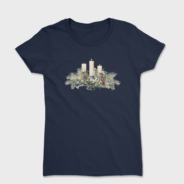 Christmas Watercolor Candles, Tricou Femei