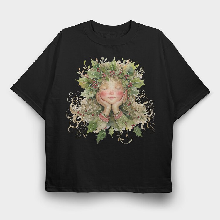 Christmas Watercolor Clipart, Tricou Oversize Barbati (Unisex)
