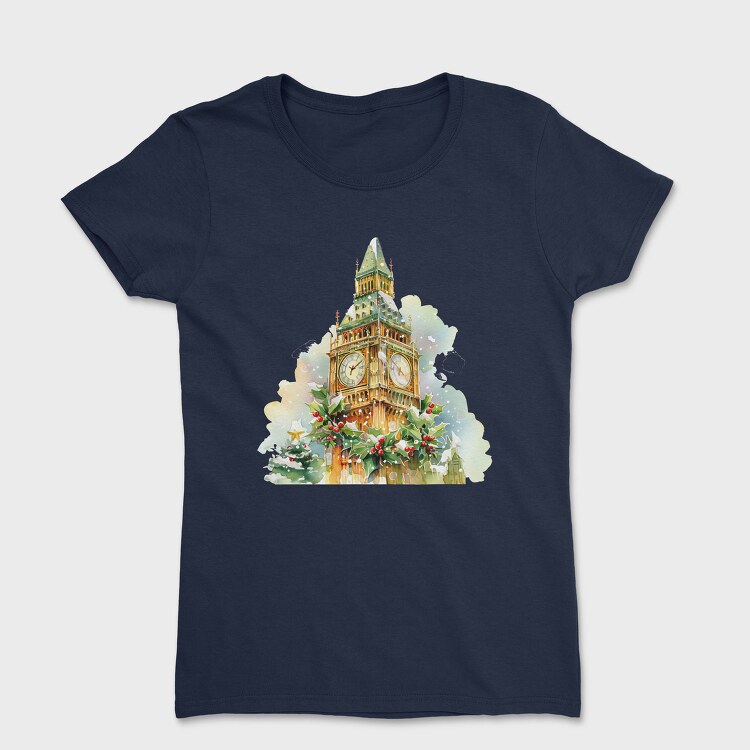 Christmas Watercolor Clock, Tricou Femei