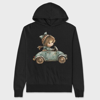 Christmas Whimsical Car, Hanorac Oversize Barbati (Unisex)