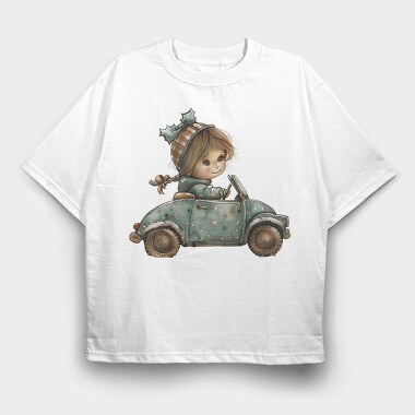 Christmas Whimsical Car, Tricou Oversize Barbati (Unisex)