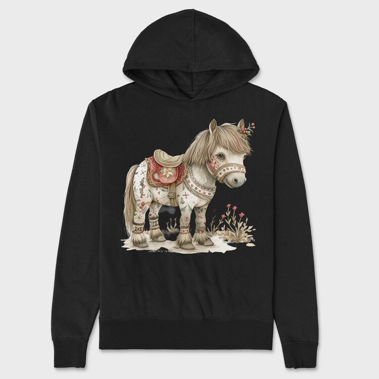 Christmas Whimsical Horse, Hanorac Oversize Barbati (Unisex)