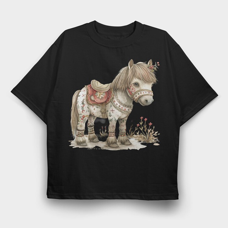 Christmas Whimsical Horse, Tricou Oversize Barbati (Unisex)