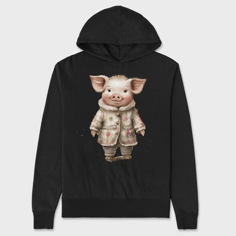 Christmas Whimsical Pig, Hanorac Oversize Barbati (Unisex)