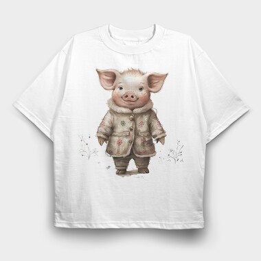 Christmas Whimsical Pig, Tricou Oversize Barbati (Unisex)