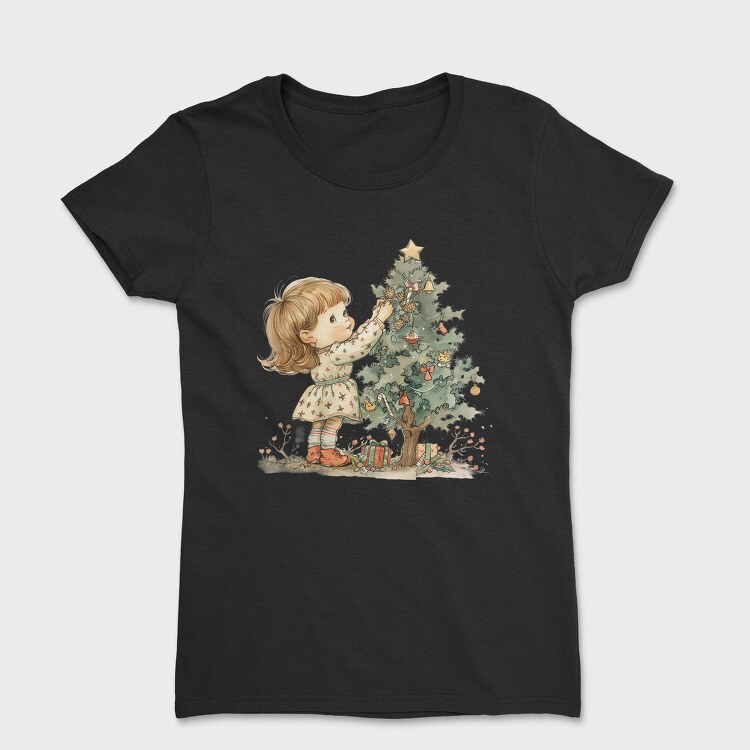 Christmas Whimsical Tree Girl, Tricou Femei