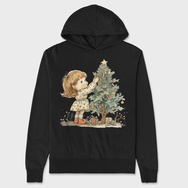 Christmas Whimsical Tree Girl, Hanorac Oversize Barbati (Unisex)
