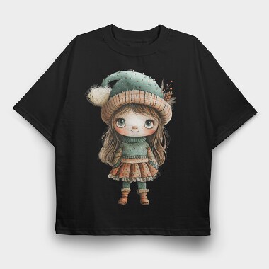Christmas Winter Girl, Tricou Oversize Barbati (Unisex)