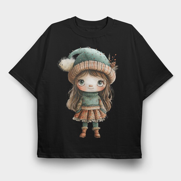 Christmas Winter Girl, Tricou Oversize Barbati (Unisex)
