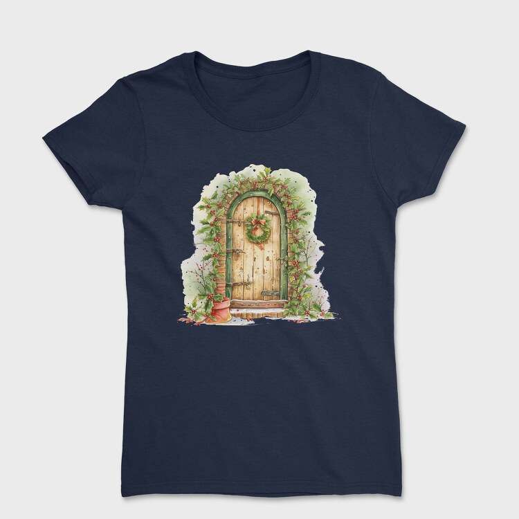 Christmas Wooden Door, Tricou Femei