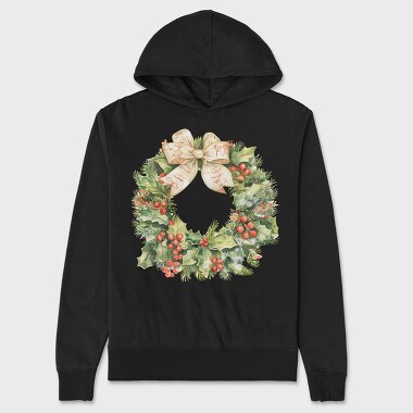 Christmas Wreath Holly, Hanorac Oversize Barbati (Unisex)