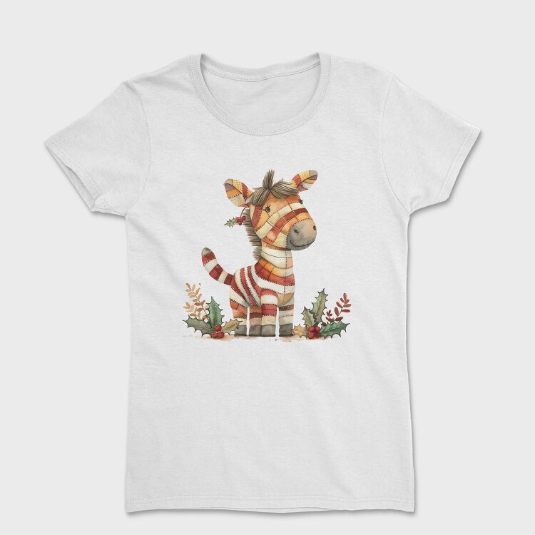 Christmas Zebra Patchwork, Tricou Femei