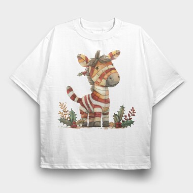 Christmas Zebra Patchwork, Tricou Oversize Barbati (Unisex)