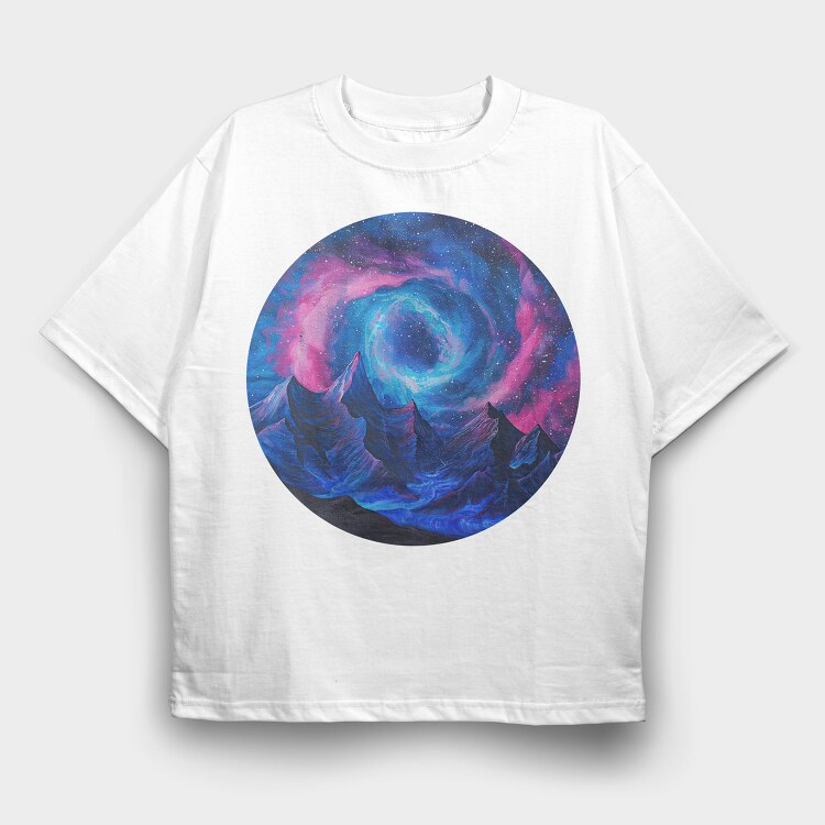 Circle Galactic Mountain Range, Tricou Oversize Barbati (Unisex)