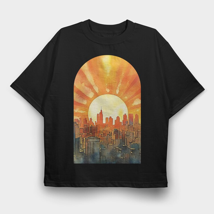 City Sunset Niche, Tricou Oversize Barbati (Unisex)