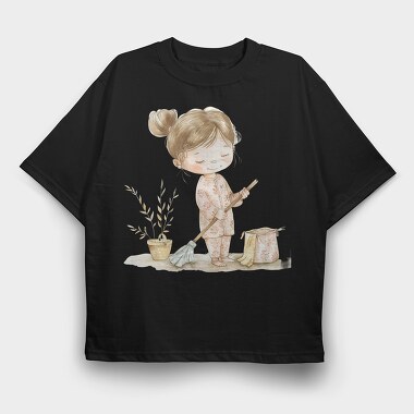 Cleaning Maid Girl, Tricou Oversize Barbati (Unisex)