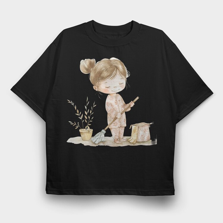 Cleaning Maid Girl, Tricou Oversize Barbati (Unisex)