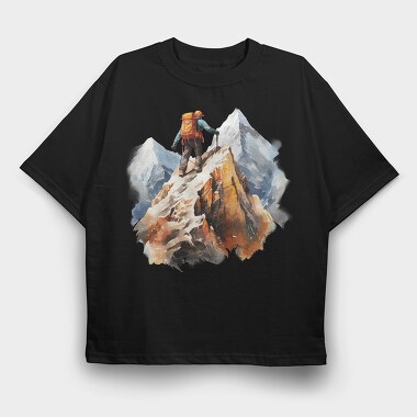 Climber On Peak, Tricou Oversize Barbati (Unisex)