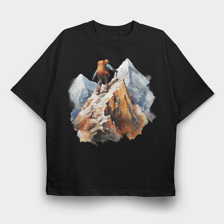 Climber On Peak, Tricou Oversize Barbati (Unisex)