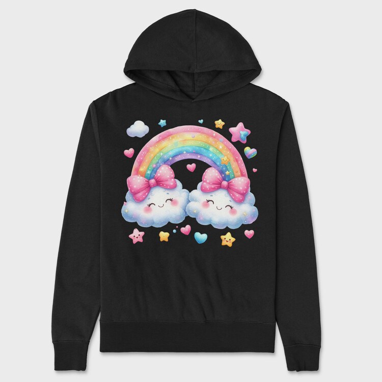 Cloud Rainbow Bow, Hanorac Oversize Barbati (Unisex)