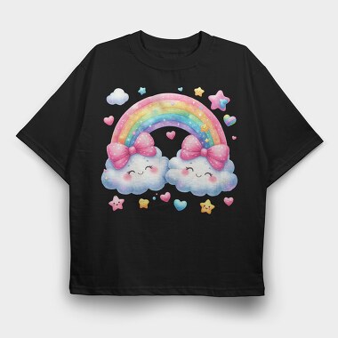 Cloud Rainbow Bow, Tricou Oversize Barbati (Unisex)