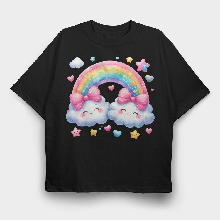 Cloud Rainbow Bow, Tricou Oversize Barbati (Unisex)