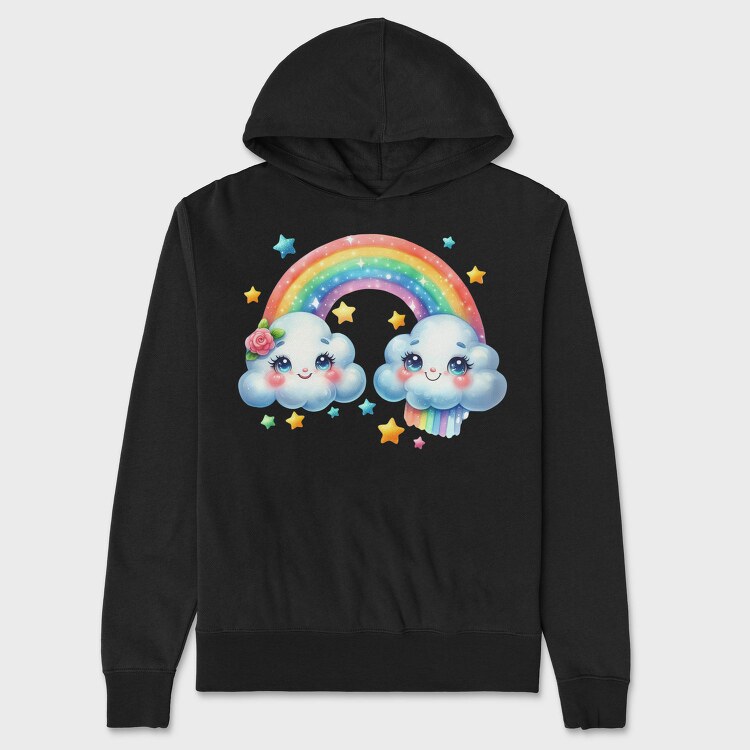 Cloud Rainbow Stars, Hanorac Oversize Barbati (Unisex)