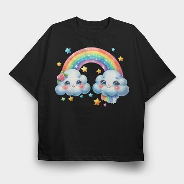 Cloud Rainbow Stars, Tricou Oversize Barbati (Unisex)