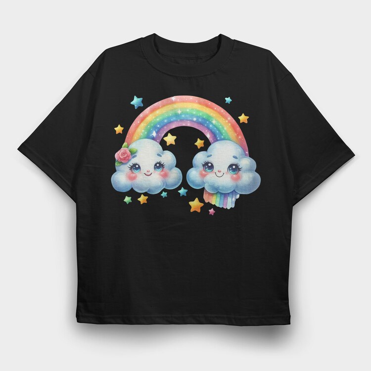 Cloud Rainbow Stars, Tricou Oversize Barbati (Unisex)