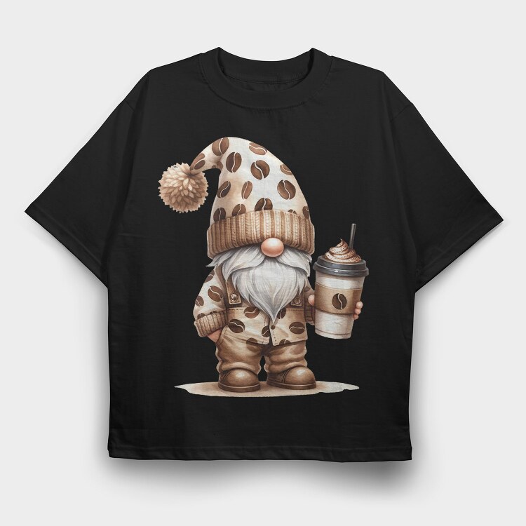 Coffee Chic Gnome, Tricou Oversize Barbati (Unisex)