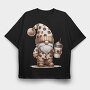 Coffee Chic Gnome, Tricou Oversize Barbati (Unisex)