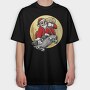 Skateboarding Skull Santa, Tricou Oversize Barbati (Unisex)