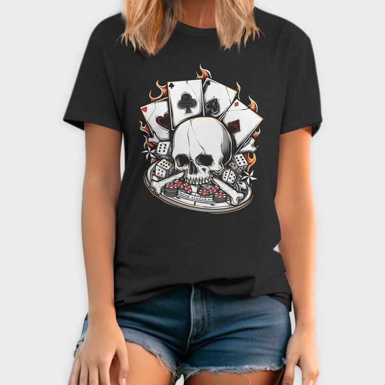 Poker Skull Bones, Tricou Barbati (Unisex)