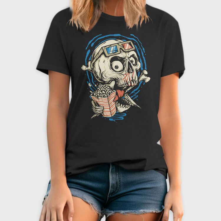Popcorn Skull 3D, Tricou Barbati (Unisex)