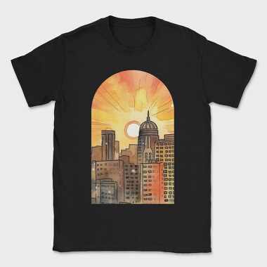 City Skyline Sunset, Tricou Barbati (Unisex)