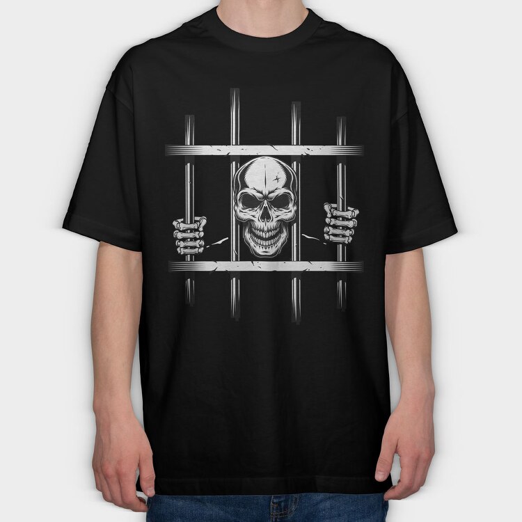 Prison Skull, Tricou Oversize Barbati (Unisex)