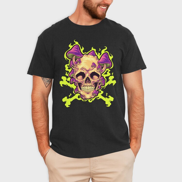 Psychedelic Skull Fungi, Tricou Barbati (Unisex)